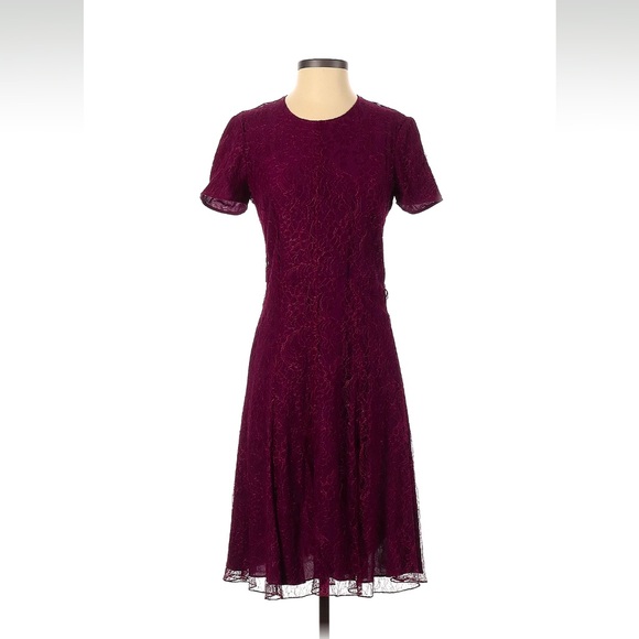 Burberry Dresses & Skirts - Burberry dress size small. Lace, beautiful burgundy color.